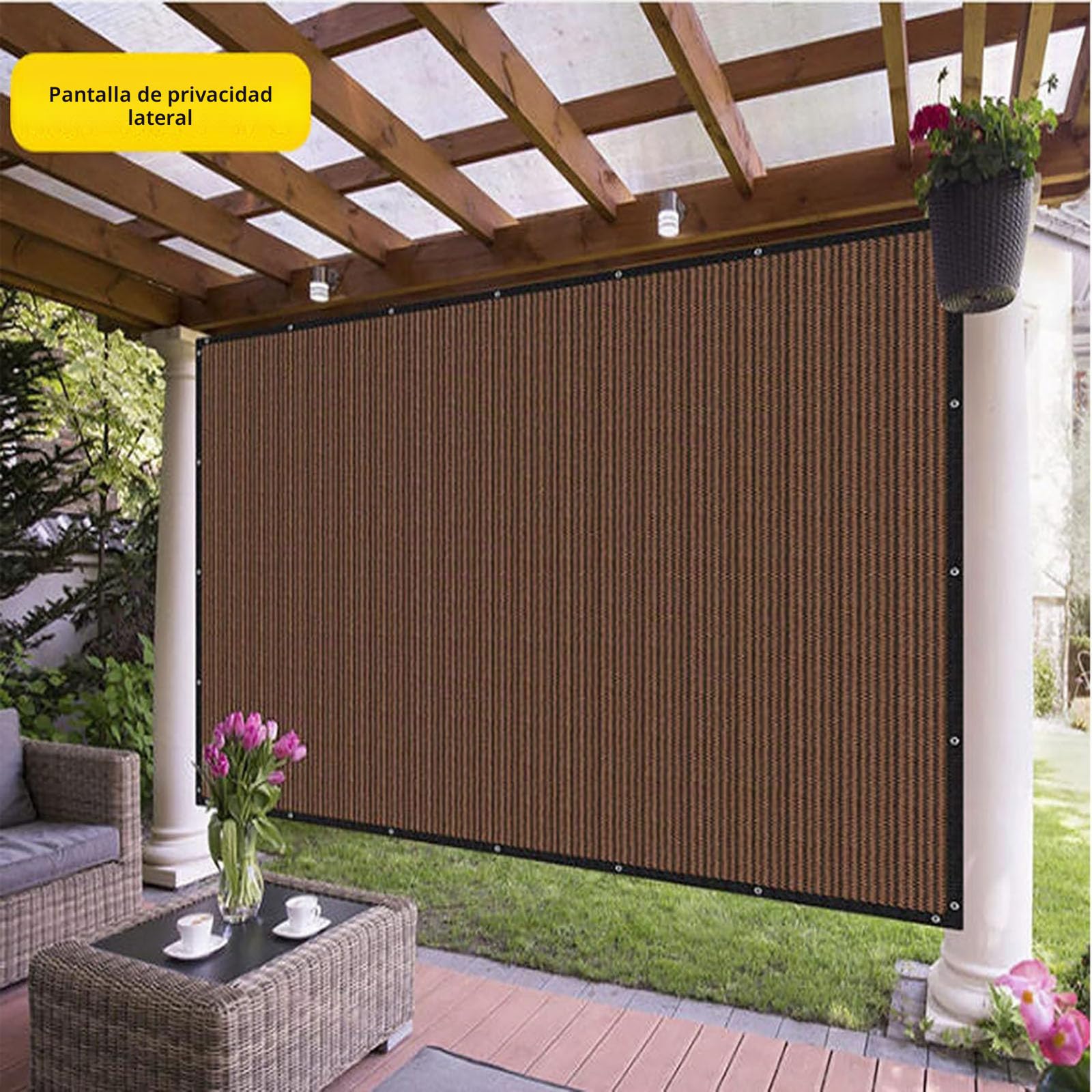Red de Sombreado con Ojales de 2 x 3 m,Toldo Vela de Sombra con Ojales 85% Malla Sombreadora de Bloque UV Pantalla de Privacidad para Patio Jardín,5x7m