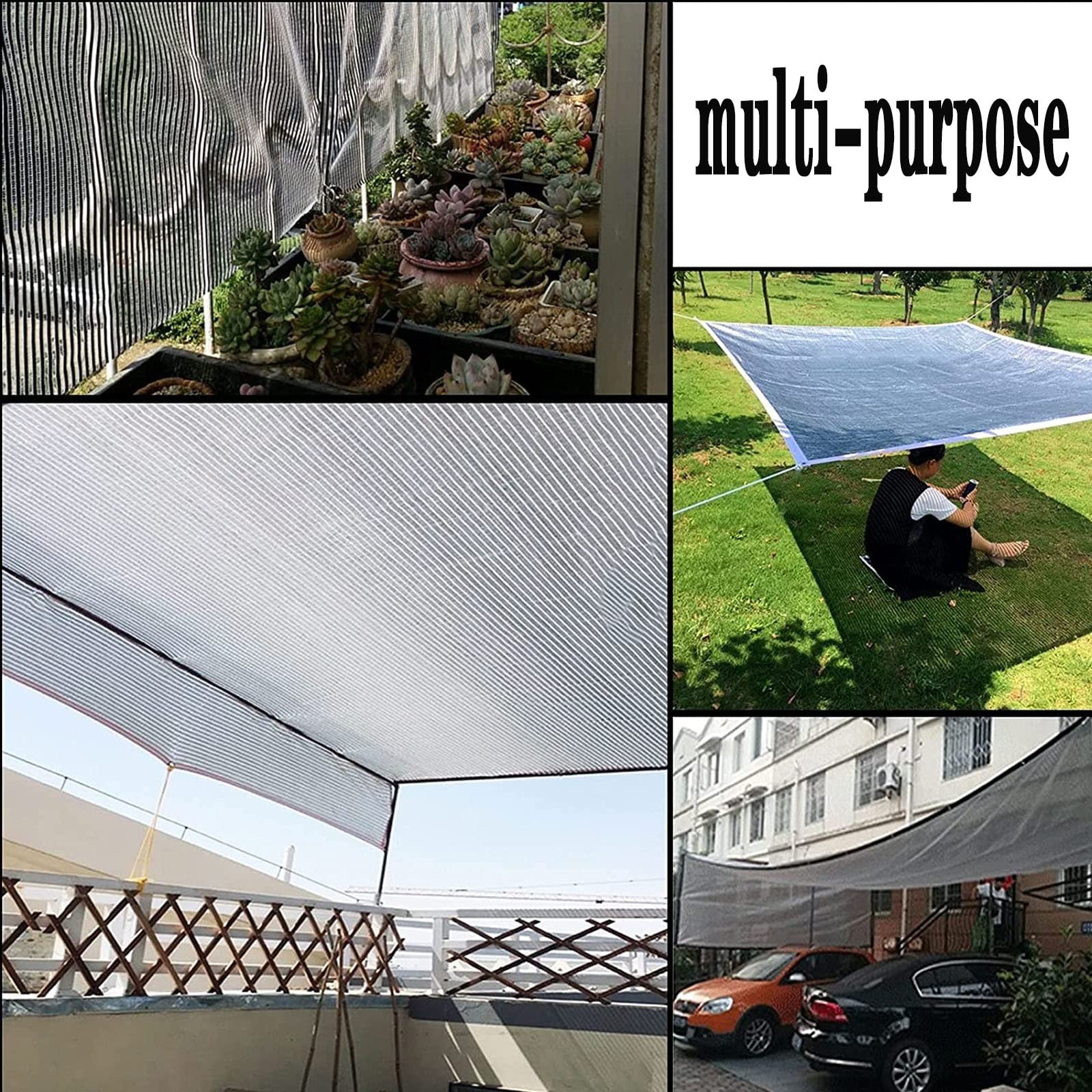 Lamina Di Alluminio Tenda Da Sole Per Esterno Antistrappo Tende Da Sole Per Balconi Riflettente 75% Protezione Raggi UV, Traspirante Paraspigoli Rinforzati Argento Vela Tenda Parasole ( Size : 1x5m