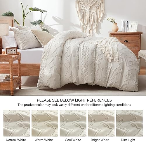 Miniatura 6 de ChiXpace Funda de edredón bohemia tamaño Queen, juego de cama texturizado para todas las estaciones, funda de edredón copetuda con cierre de