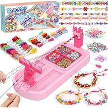Cmiolacuna Friendship Bracelet Making Kit for Girls Ages 8-12 Loom Maker | Includes Loom, 23 String Colors and 6 Bead Types with Letter Beads for Name and Friendship Bracelets, Screen-Free Craft