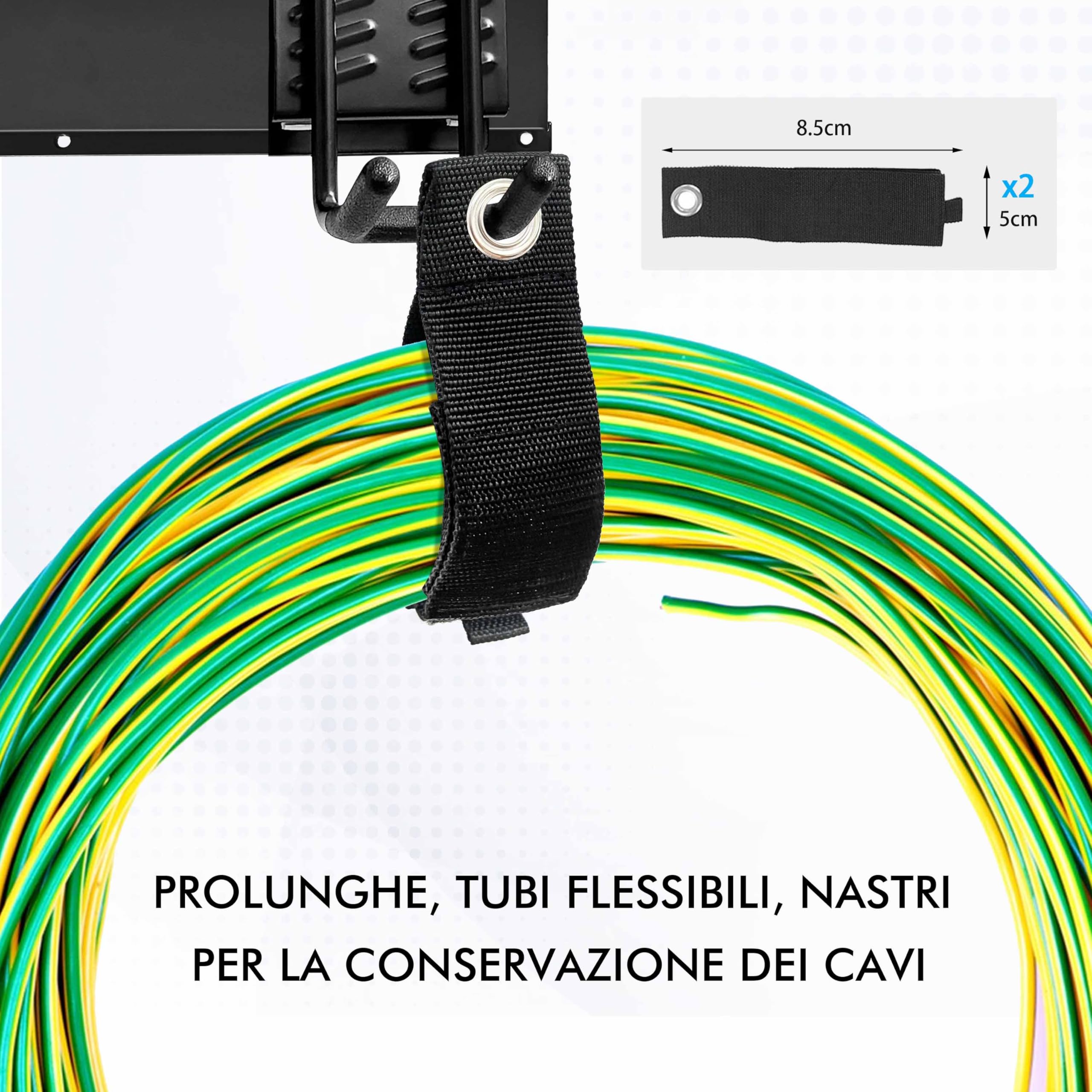 Mimoke Supporto da parete per garage e giardino, organizer per utensili con diversi ganci per attrezzi da giardino, elettroutensili e altro (5 pannelli con 15 ganci)