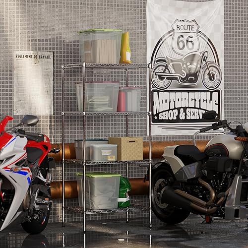 Miniatura 59 de Kit de estantería de alambre cromado de 4 niveles de 24 pulgadas de profundidad x 24 pulgadas de ancho x 64 pulgadas de alto Unidad de estante