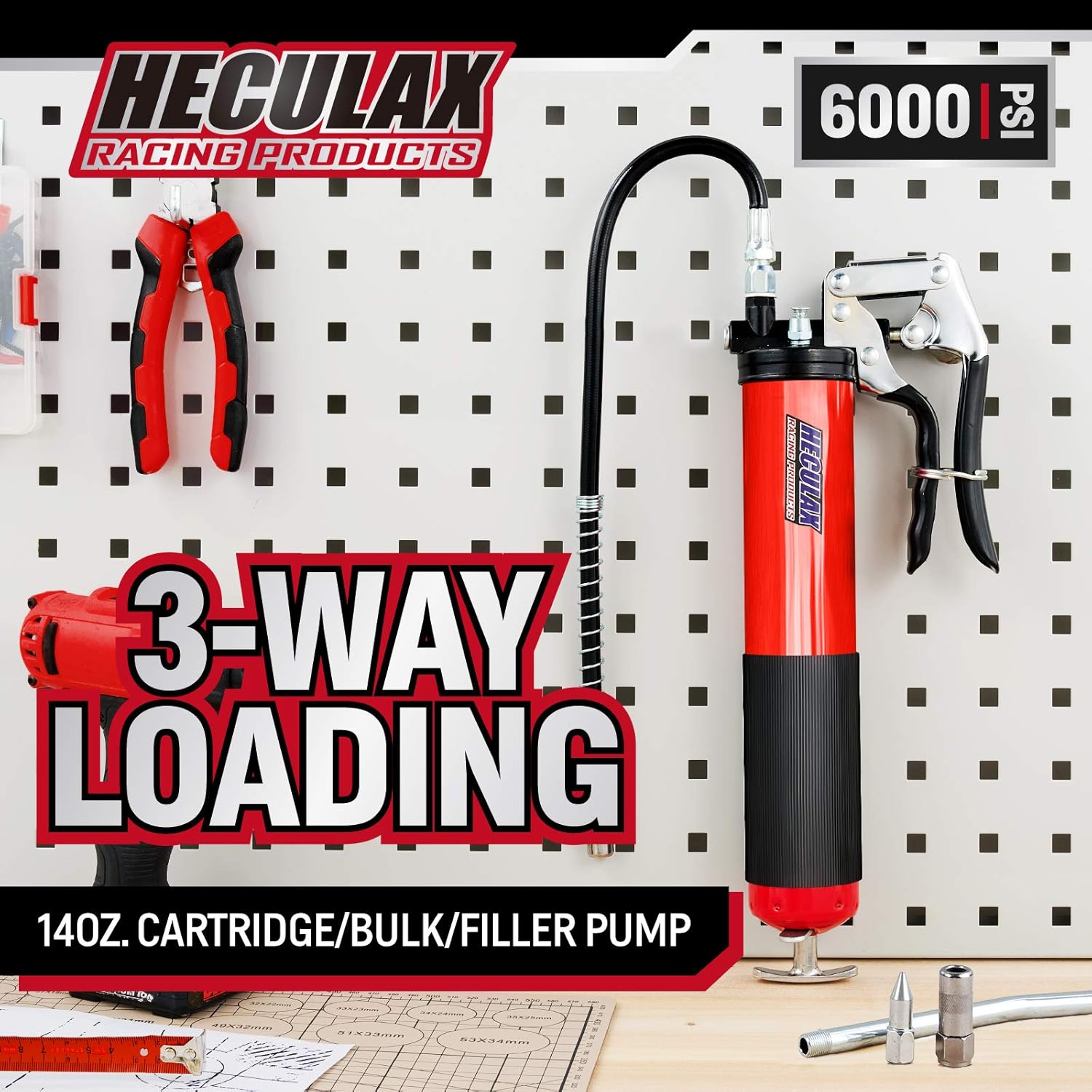 STEINBRÜCKE High Performance Heavy Duty Pistol Grip Grease Gun - Extra-Long 27 inch Heavy Duty Reinforced Flex Hose : Automotive