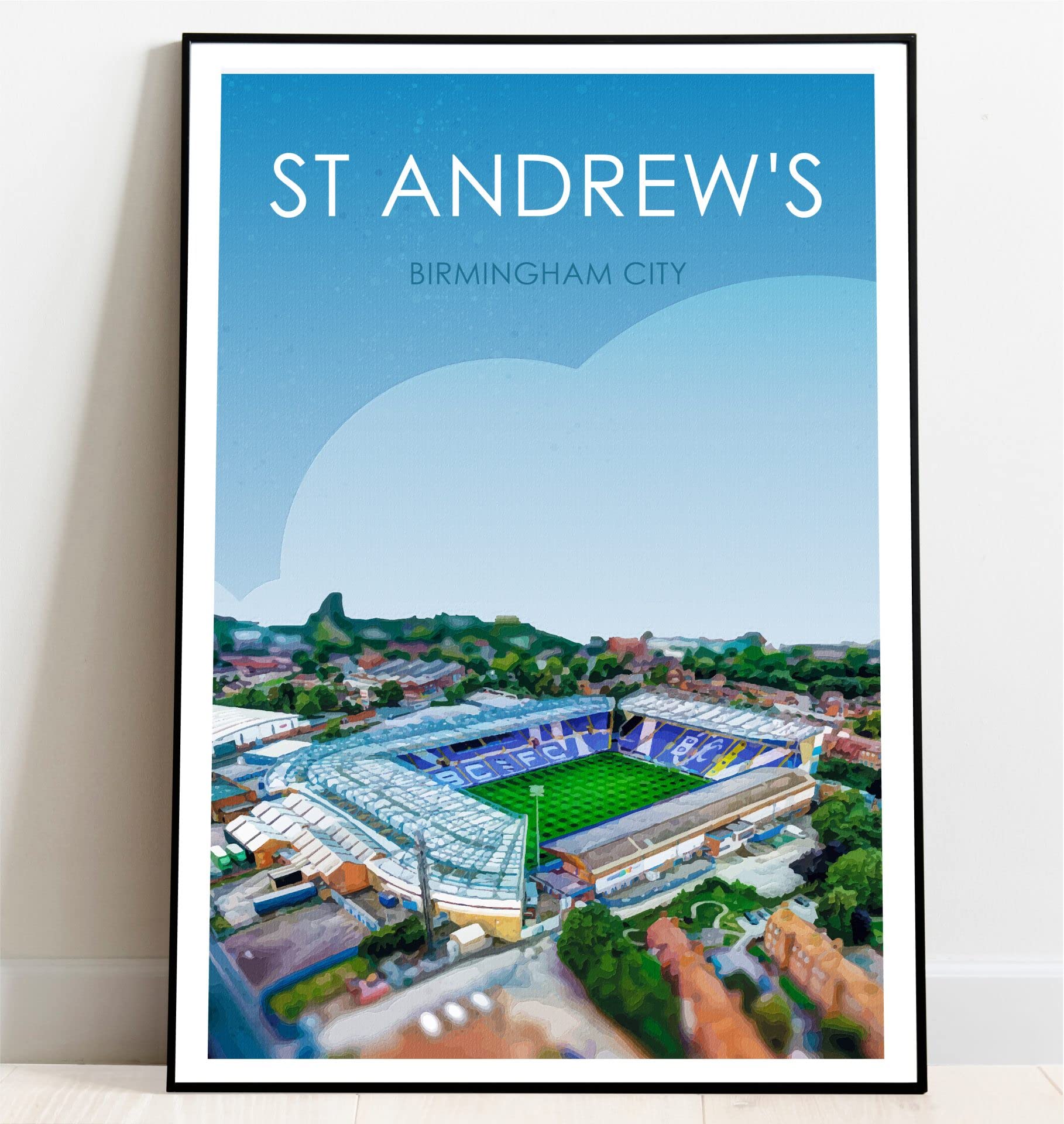 Ultras Fc White Birmingham City St Andrews Retro Art Print (A5 Giclee Print - Landscape)