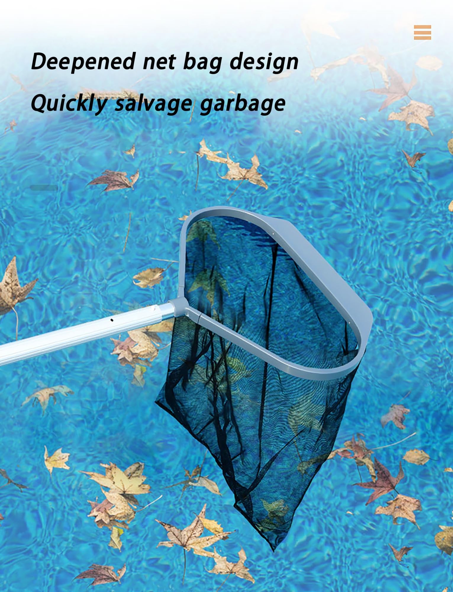 Questo retino per Piscina Resistente, retino per la Pulizia delle Foglie della Piscina, retino a rastrello per Foglie della Piscina con Maglia fine Adatto a Tutti i Pali Standard (300 cm/118