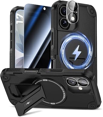 Goton 3 in 1 for iPhone 17 Case with Privacy Screen Protector Black