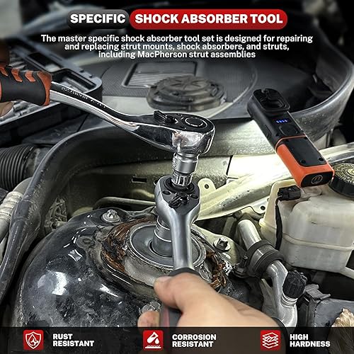 Miniatura 2 de BILITOOLS Juego de llaves de tuerca de amortiguador, 50 piezas, soporte de suspensión maestro, extracción de tuercas de montaje superior,