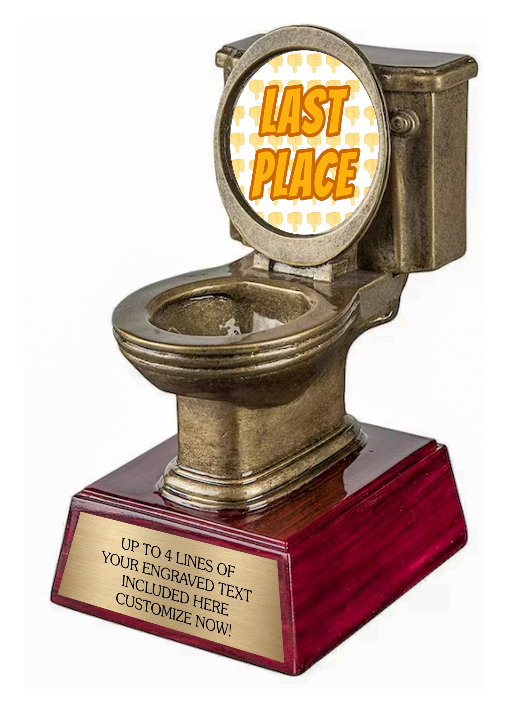 Toilet Bowl Trophy with Engraved Plate | Personalized Funny Award for Adults | Choose Your Logo | 6 Inches Tall | Gag Gift | Fun Customized Office Gift | Customize Now! – Last Place Trophy