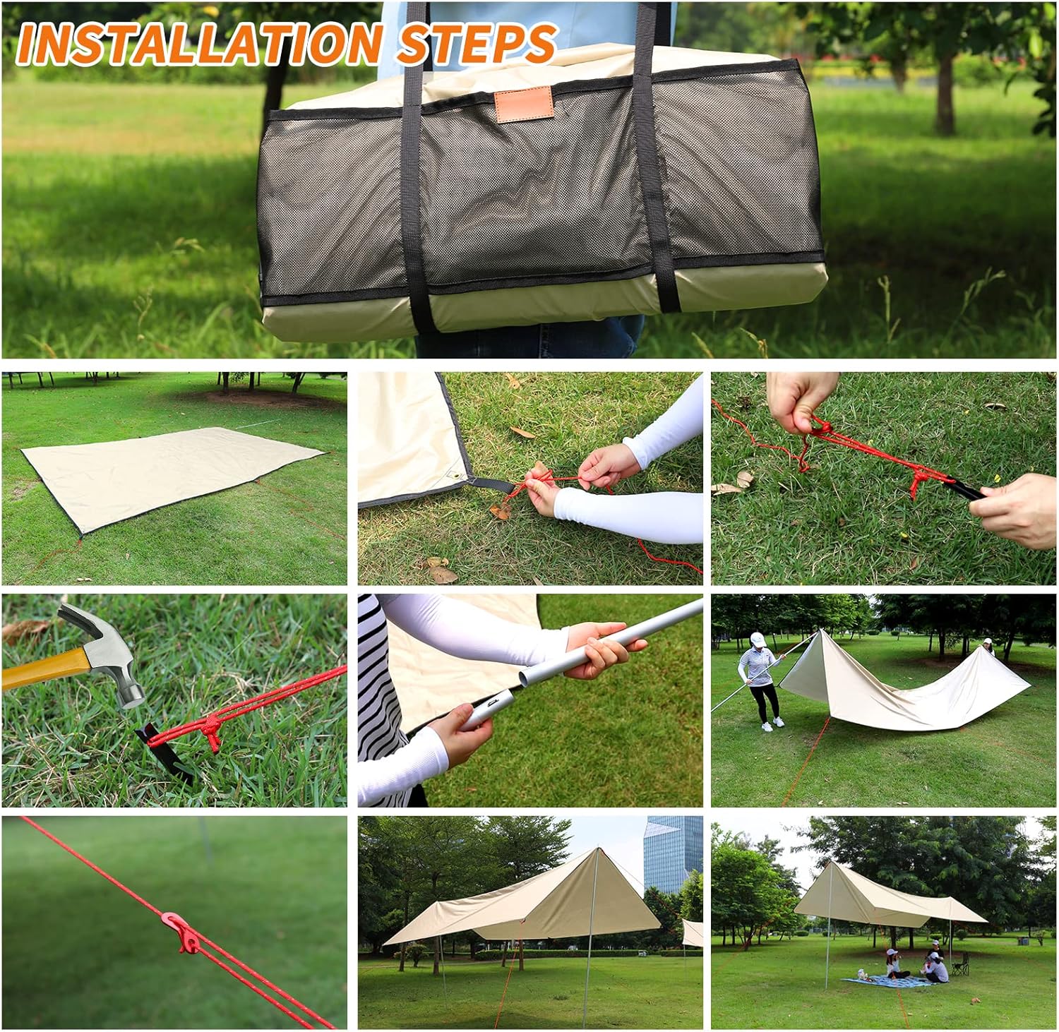 R2Depot Camping Sun Shelters UV Protection, Waterproof, 8 People Beach Tent with Multi-Purpose Travel Bag (Rectangular 16.5 x 10ft)