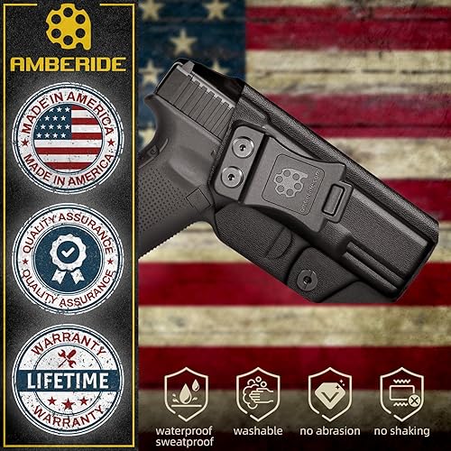 Miniatura 7 de Amberide IWB & OWB KYDEX Funda Ajuste Glock 19 19X 44 45 (Gen 3 4 5) y Glock 23 32 (Gen 3 4) Pistola, interior de cintura oculta, inclinación