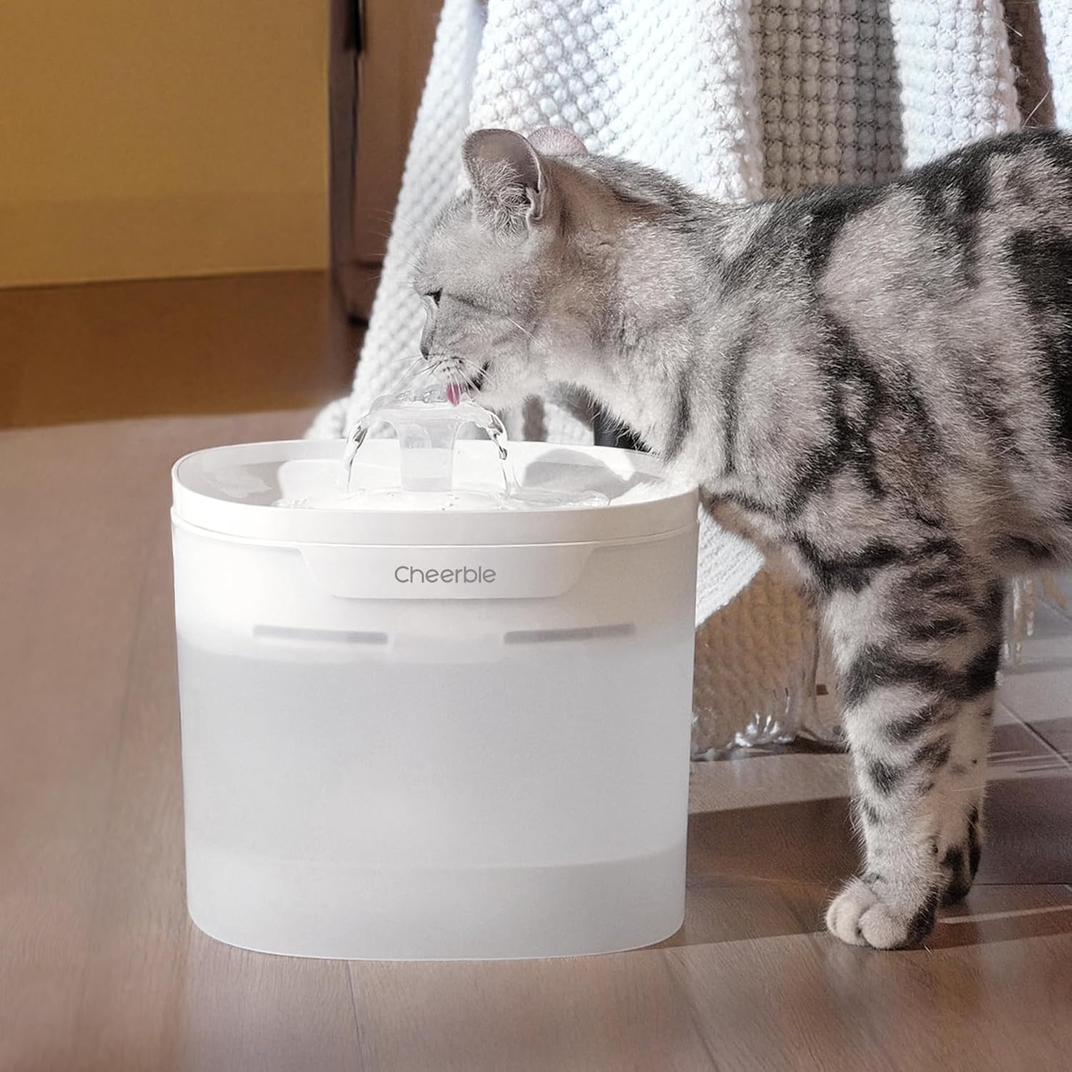 Cheerble Pumpless Cat Water Fountain, 2L/67oz Automatic Pet Fountain, Elfin E1 Lite Cat Fountain for Drinking, MagDrive™ Technology, Continuous Flow Mode, BPA-Free (White, 8 Filters) - Image 6