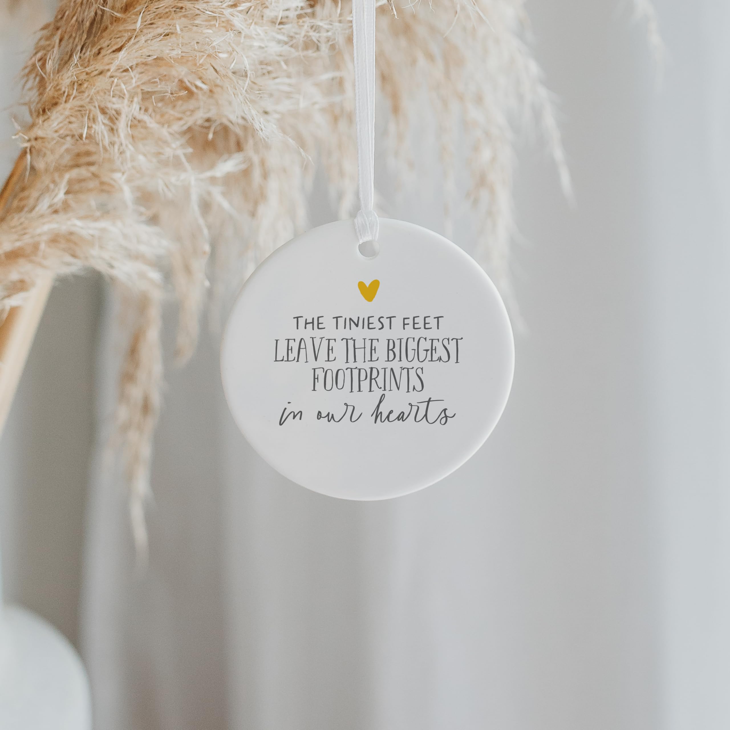 Baby Loss Memorial Gift, Miscarriage/Stillbirth Keepsake, The Tiniest Feet Leave The Biggest Footprints In Our Hearts (Yellow - Image 4