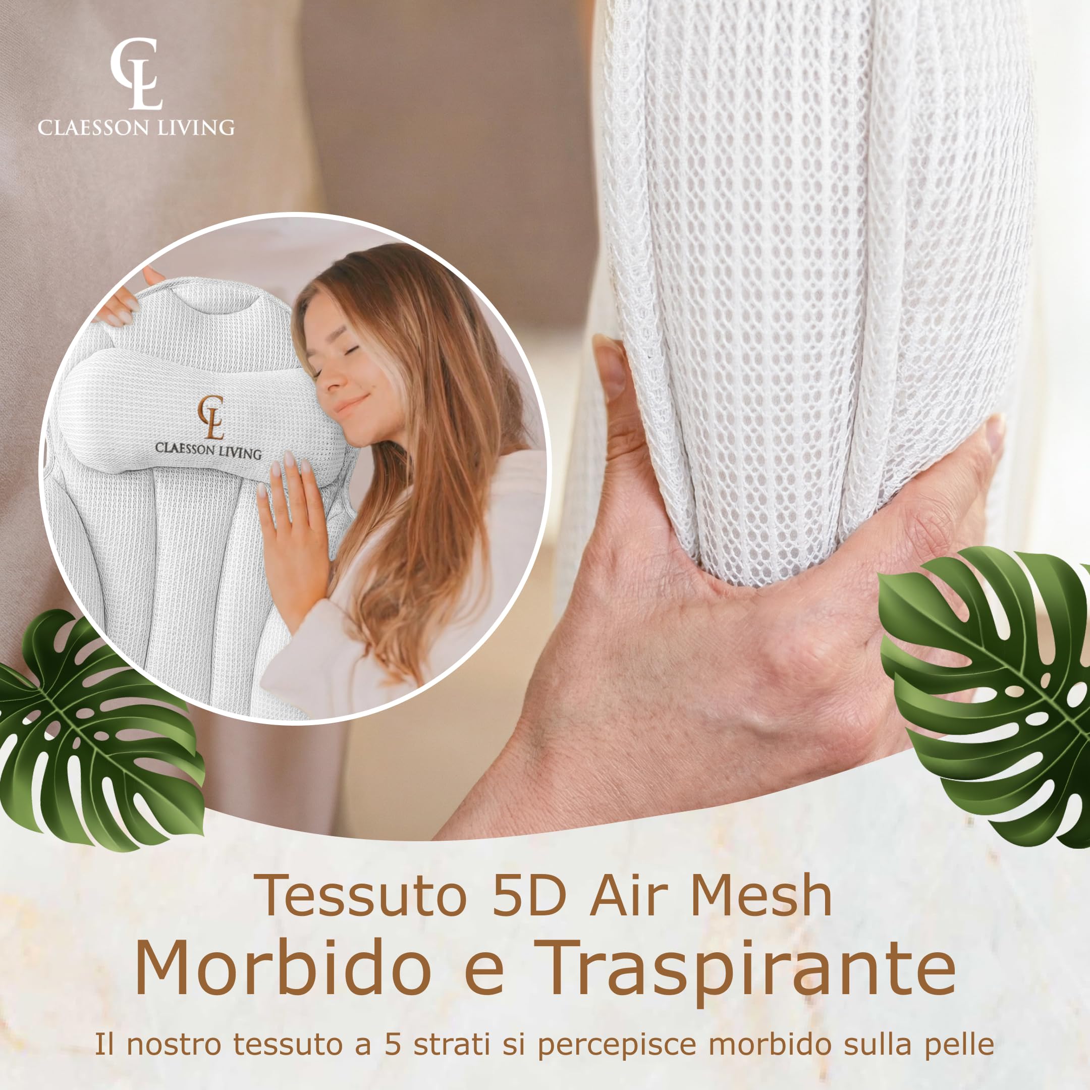 Cuscino Vasca da Bagno per Tutto il Corpo (152x56cm) – Cuscino Bagno con ventose e Poggiatesta (11cm); Supporta Collo, Schiena e Gambe – Incl. borse Lavaggio/Viaggio e Gancio Asciugatura – Bianco