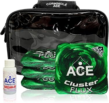 Cluster Flux | ACE Pro Cornhole Bags + PRO Kits | Cluster Pad Technology | Dual Sided Slick Stick All Weather | Optional Bag Break in and Carrying Case | Set of 4