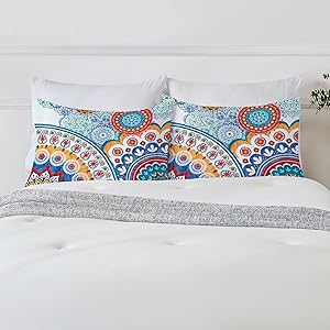 YIYEA Pillow Cases Queen Size Set of 4, Ultra Soft 1800TC Hotel Quality Double Brushed Microfiber Embroidered Pillowcases and Boho Pillow Covers, Envelope Closure, Fade Resistant (20"x30")