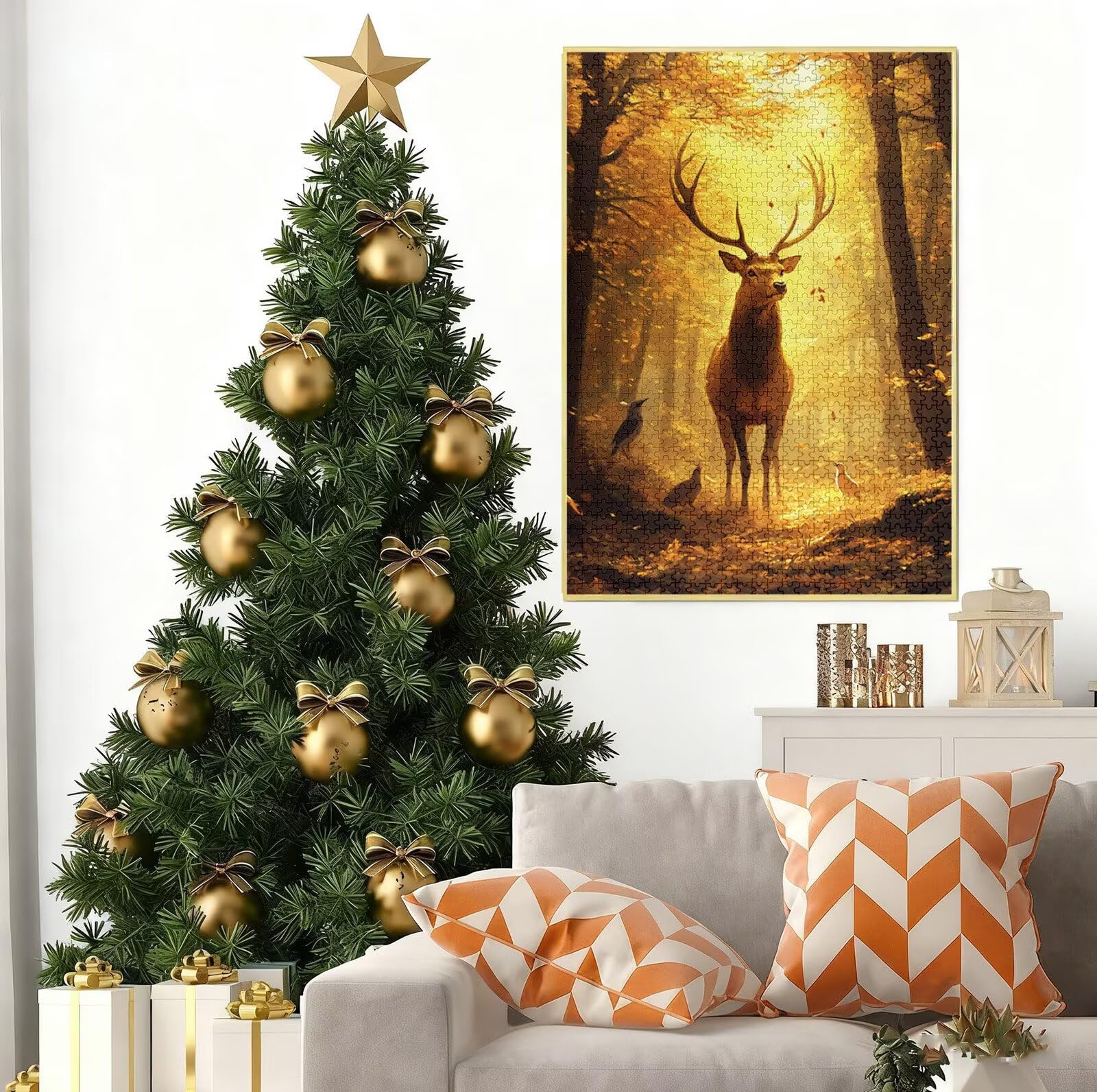 Puzzle 4000 Pezzi per Adulti, Puzzle Cervo in Legno per Adulti, Puzzles Animale Impegnativi, Giochi Educativo per Famiglie, Rompecapo con Scatola per Decorazioni Casa, Donna Regalo di Natale B-7207