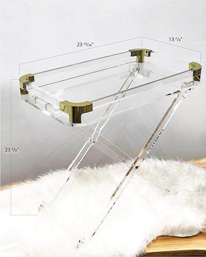 Miniatura 3 de Mesa plegable de acrílico - Escritorio moderno y elegante - Mesa de servicio de cocina y bar - Elegante diseño transparente con bordes cromados -