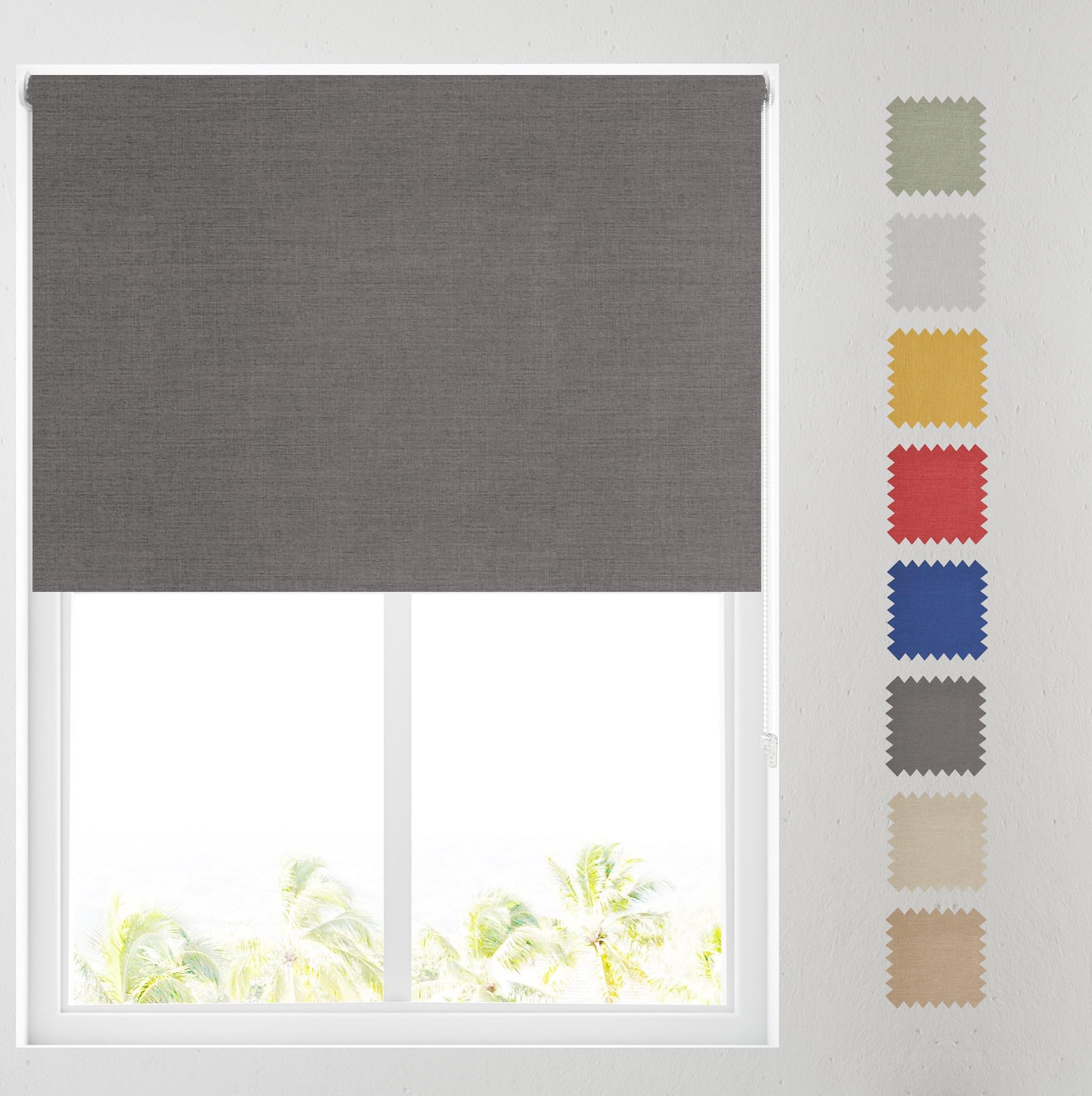 Barnes Blinds And Interiors Stone Barnes Blinds - Paris Textured Blackout Roller Blinds For Windows, Custom Cut To Size - Durable Fittings, Easy Fit ( 61Cm)