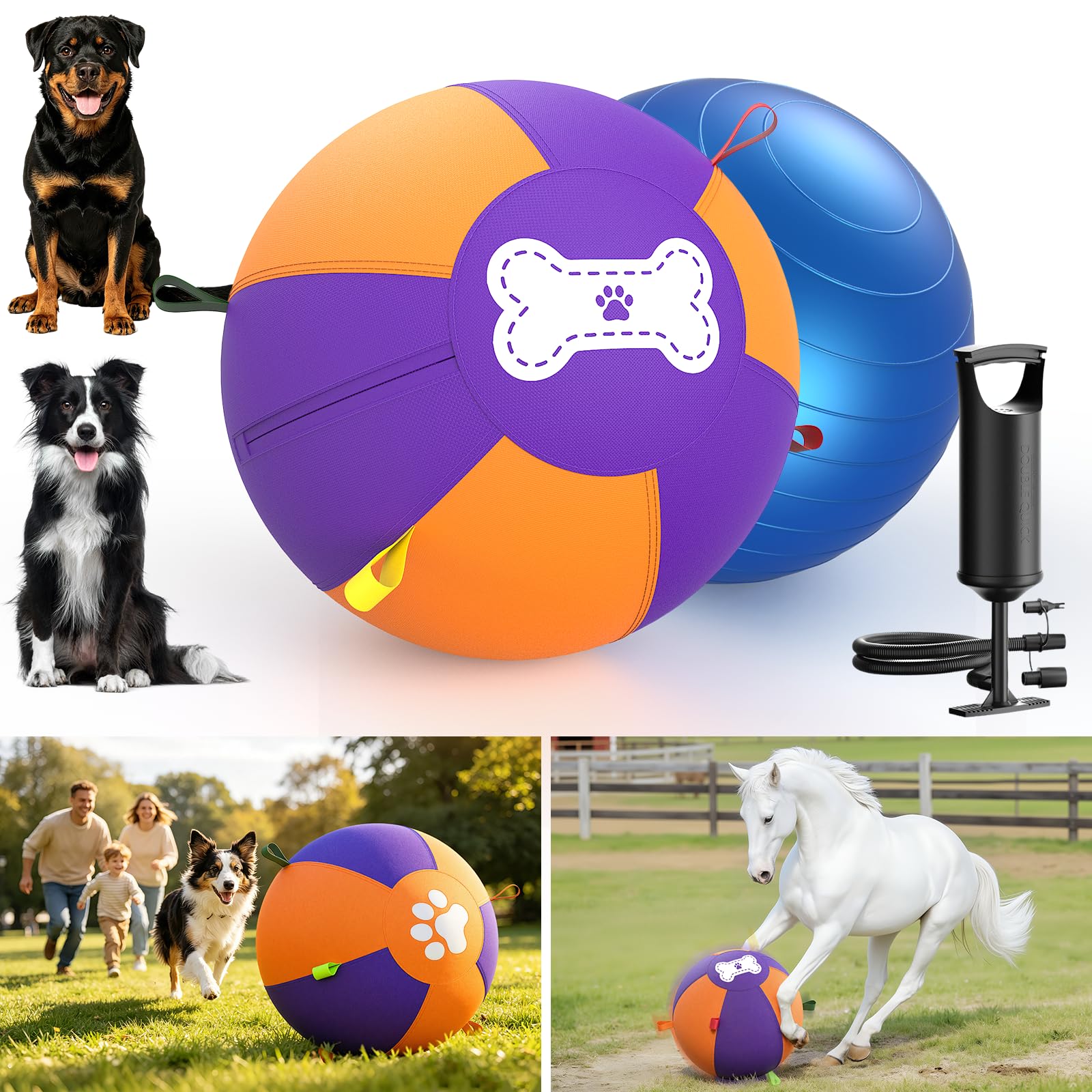 Photo 1 of Pet Deluxe 3.0 Upgraded Herding Ball for Dogs - 25" Heavy-Duty Interactive Dog Toy,Reinforced Oxford Cover & Loops,Thick PVC Bladder,Fast Pump,Outdoor Herding Toy for Border Collie,Australian Shepherd