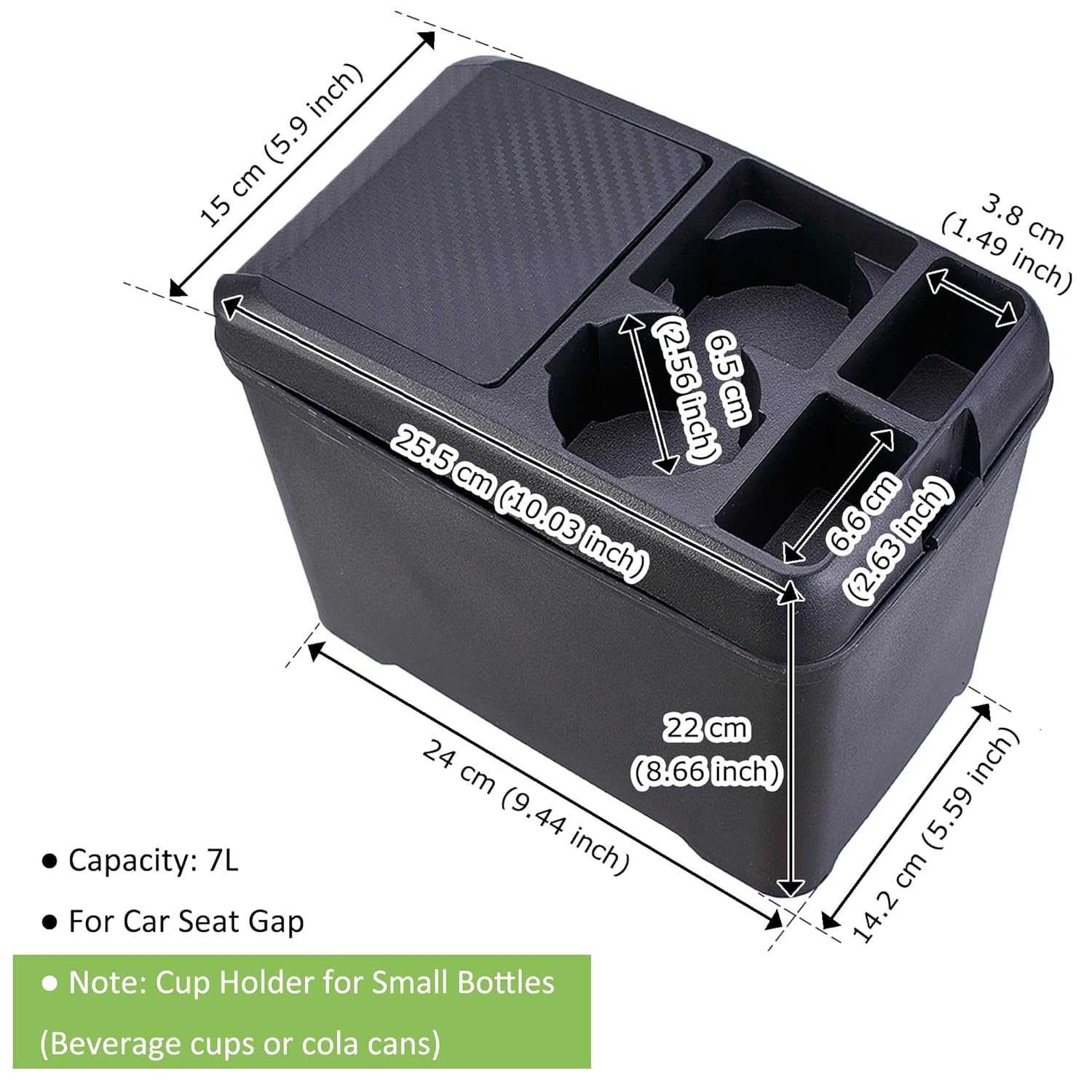 Multifunctional Car Trash Can with Mini Cup Holder, Spacious Backseat Floor Organizer Leak-Proof Vehicle Trash Can Bin Waste Container with Lip, Car Storage Box Suitable for Cars, Truck, SUV Black