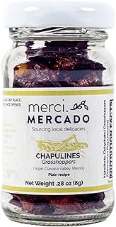 Sponsored Ad - Merci Mercado Chapulines (grasshoppers) - Gourmet edible insects from Oaxaca Mexico (petite jar - 8 g / 0.2...