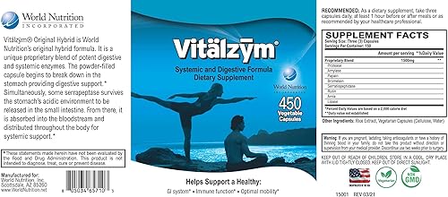 Miniatura 2 de Original Proteolytic Systemic Digestive Enzyme Formula Serrapeptase Source | Immune and Joint Support Increase Blood Flow Cardio Function | Healthy