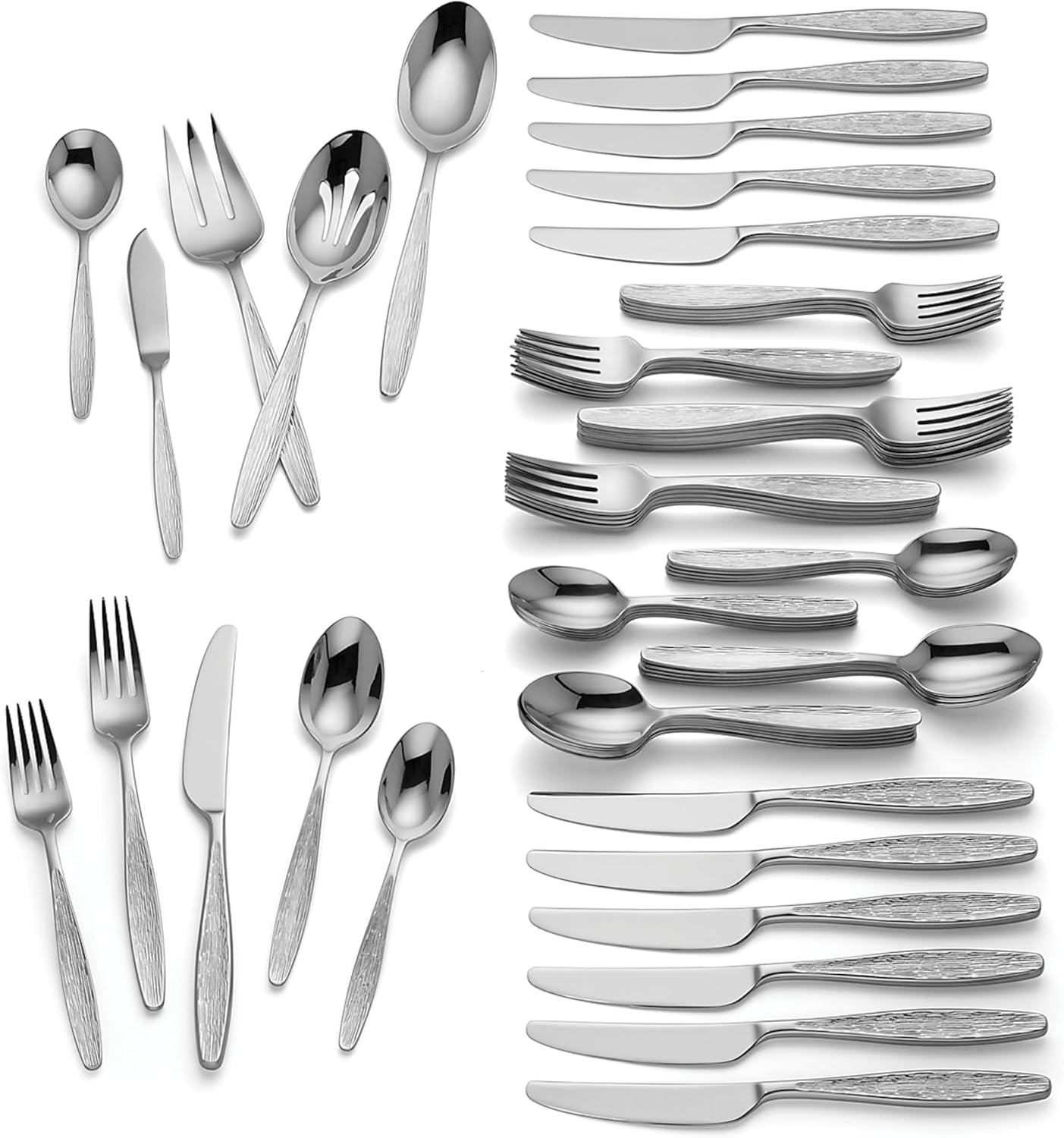 Lenox Emerick 65-Piece Flatware Set: Premium 18/10 Stainless Steel, Dishwasher Safe, Sleek Metallic Design