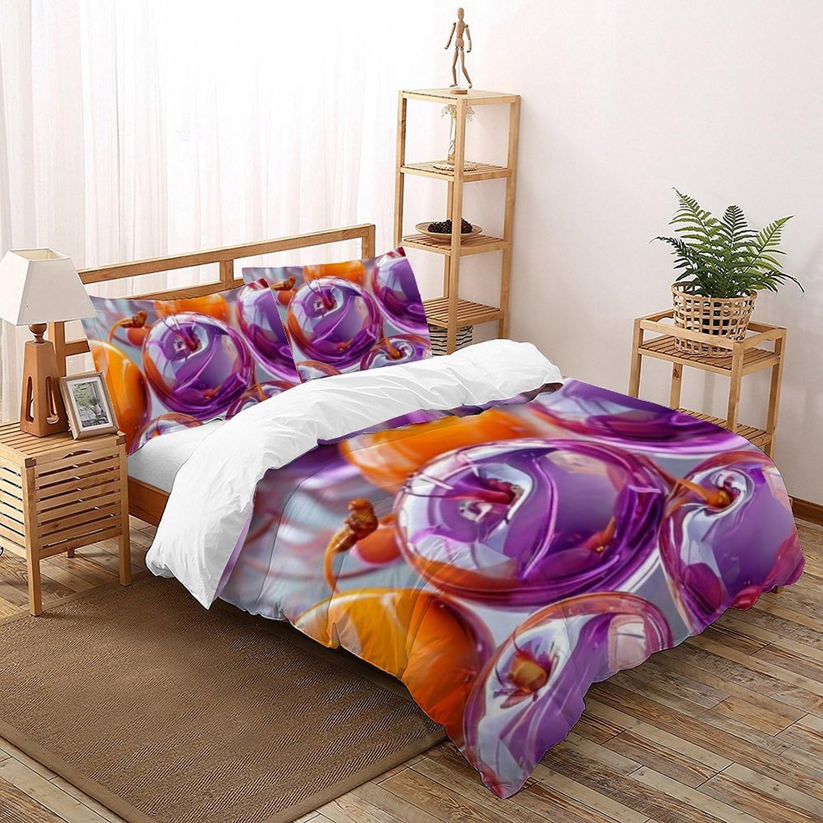 Belle literie microfibre fruits imprimé 3D haute définition pour lit double
