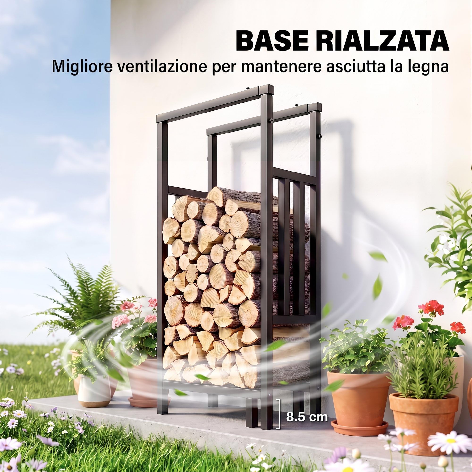 Outsunny Portalegna Interni/Esterni in Acciaio 45.5-75.5x25x98-170 cm Nero