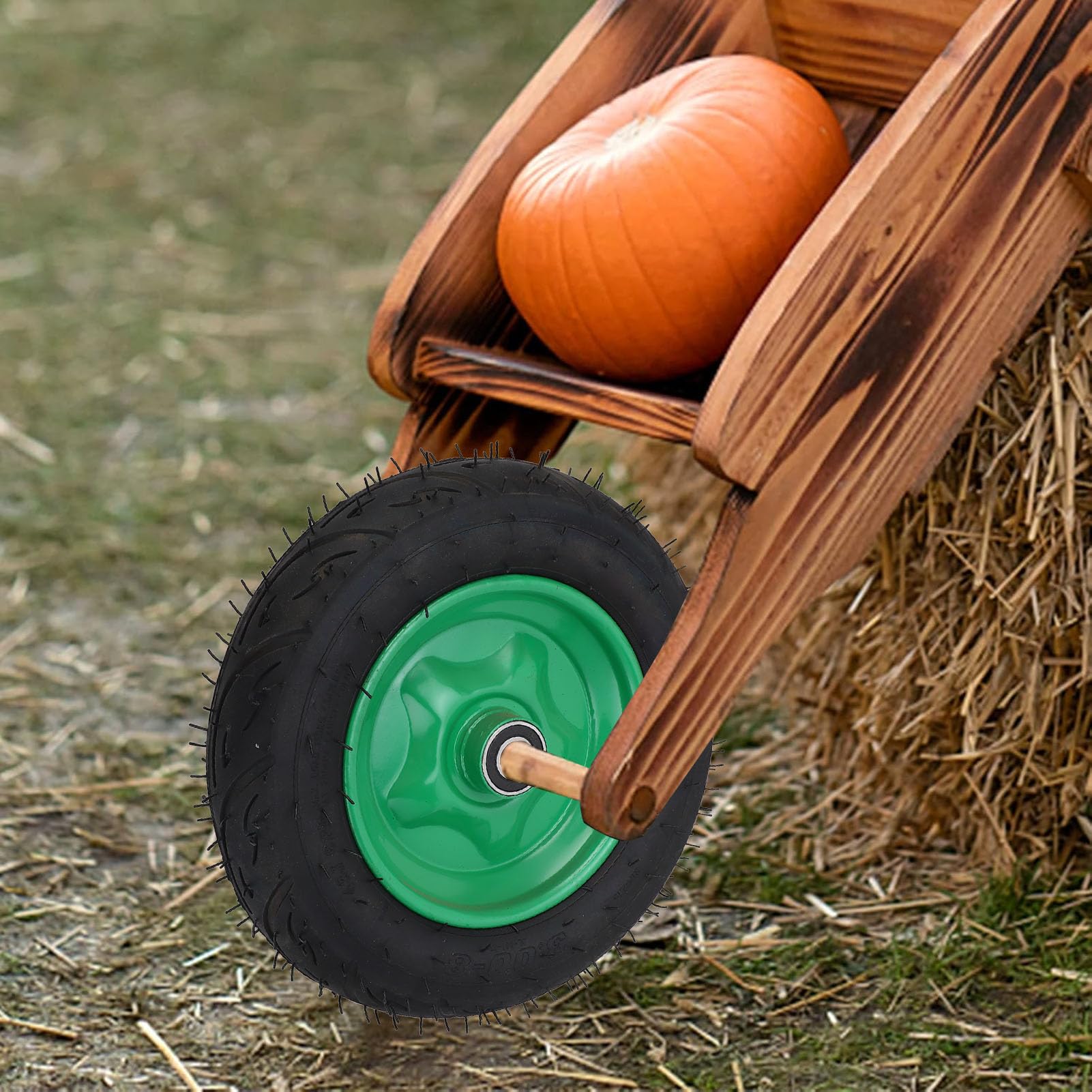 banapoy 14 Rubber Tire Wheels, Heavy Duty Rubber Pneumatic Tire and Wheel, 0.79 Axle Bore Hole, 2.76“ Offset Hub, 250KG Bearing, Replacement Tire Wheel for Hand Truck, Garden Cart