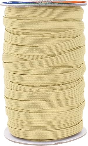 Vista 304 de Mandala Crafts - Rollo de cordón elástico plano para costura y manualidades Beige