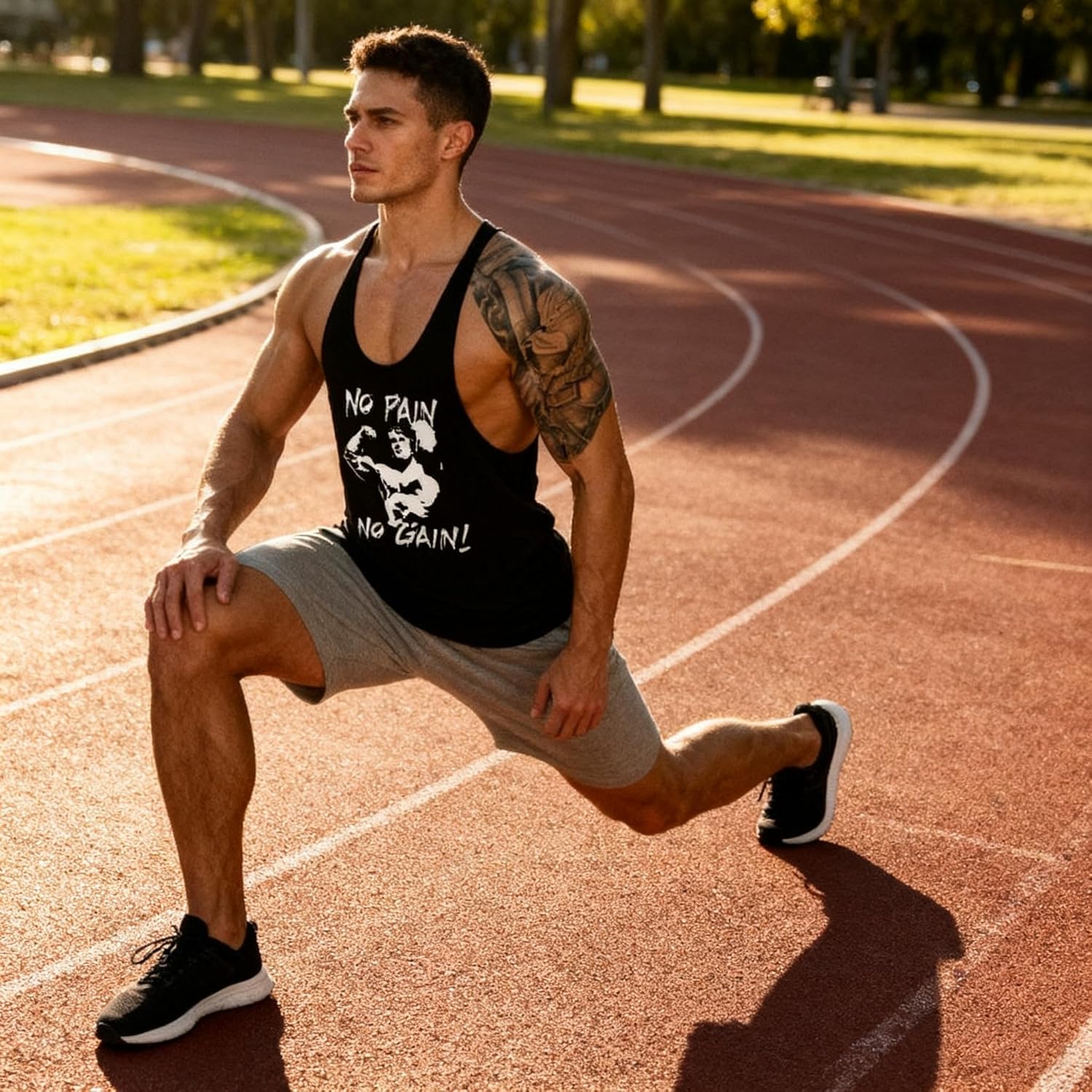 GYMLEADER Men's Tank Top Workout Gym Muscle Shirt Y Back Fitness Bodybuilding Stringer Shirt - Image 5