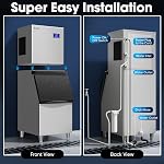 Coolski Commercial Ice Machine 190 kg/Day(420LBS/24H), 22”W Industrial Ice Maker with Large Storage Bin, Fast Ice Making, Upgraded Water Filters, DOE & ETL Certified, Ideal for Restaurants/Bars/Hotels