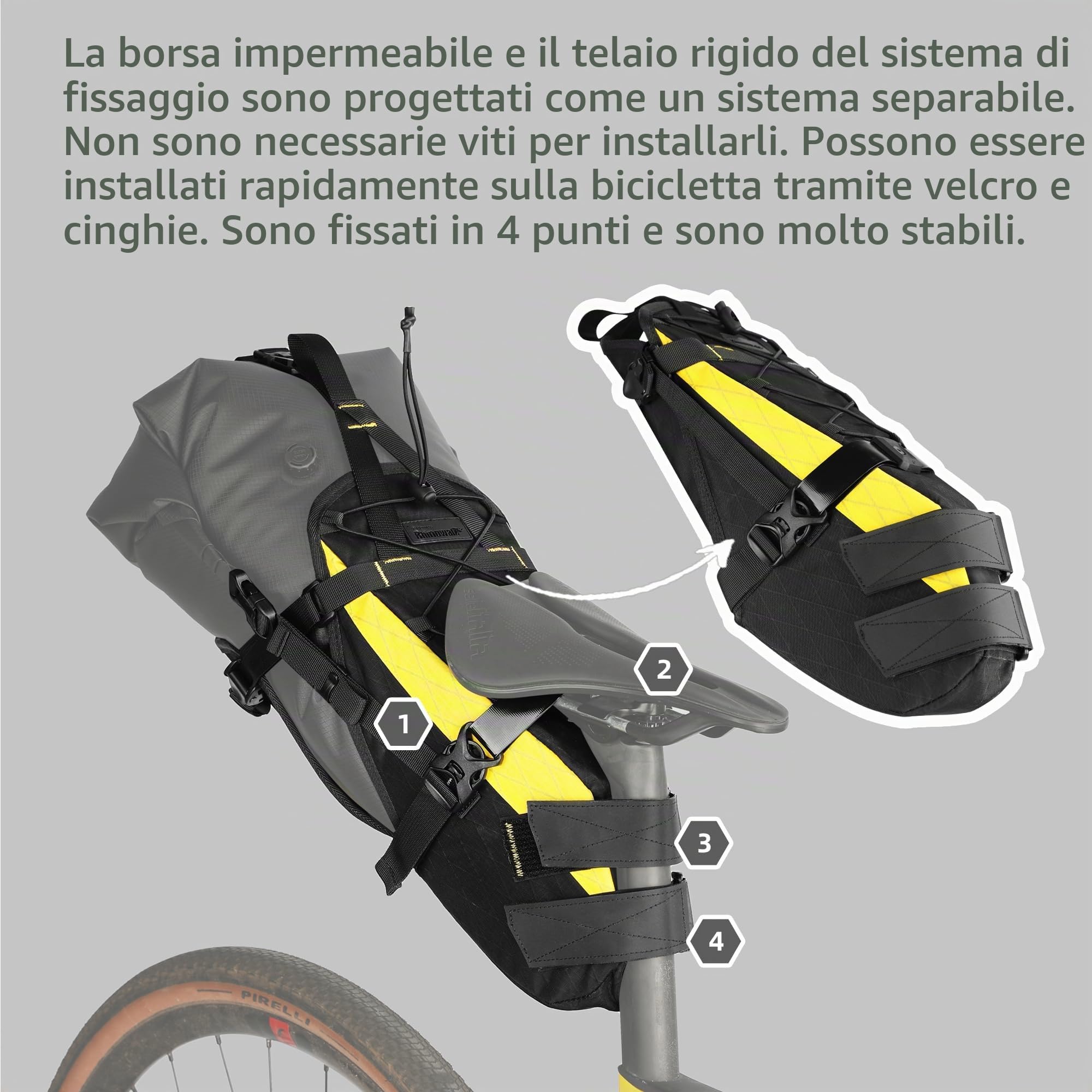Rhinowalk Borsa da Sella per Bicicletta Impermeabile Borsa del Sedile della Bicicletta Mountain Bike Bici da Strada Borsa Portaoggetti per Ciclismo