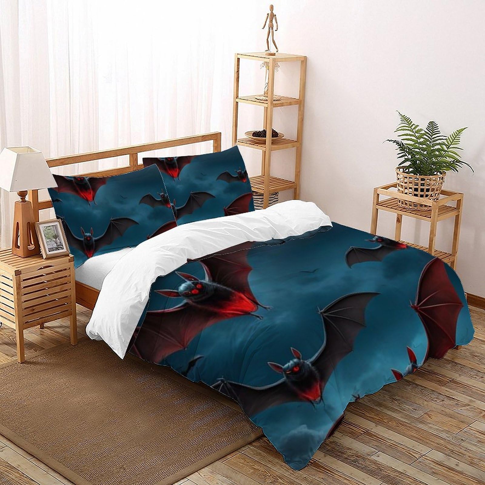Housse de couette chauve-souris noire avec impression 3D relief premium