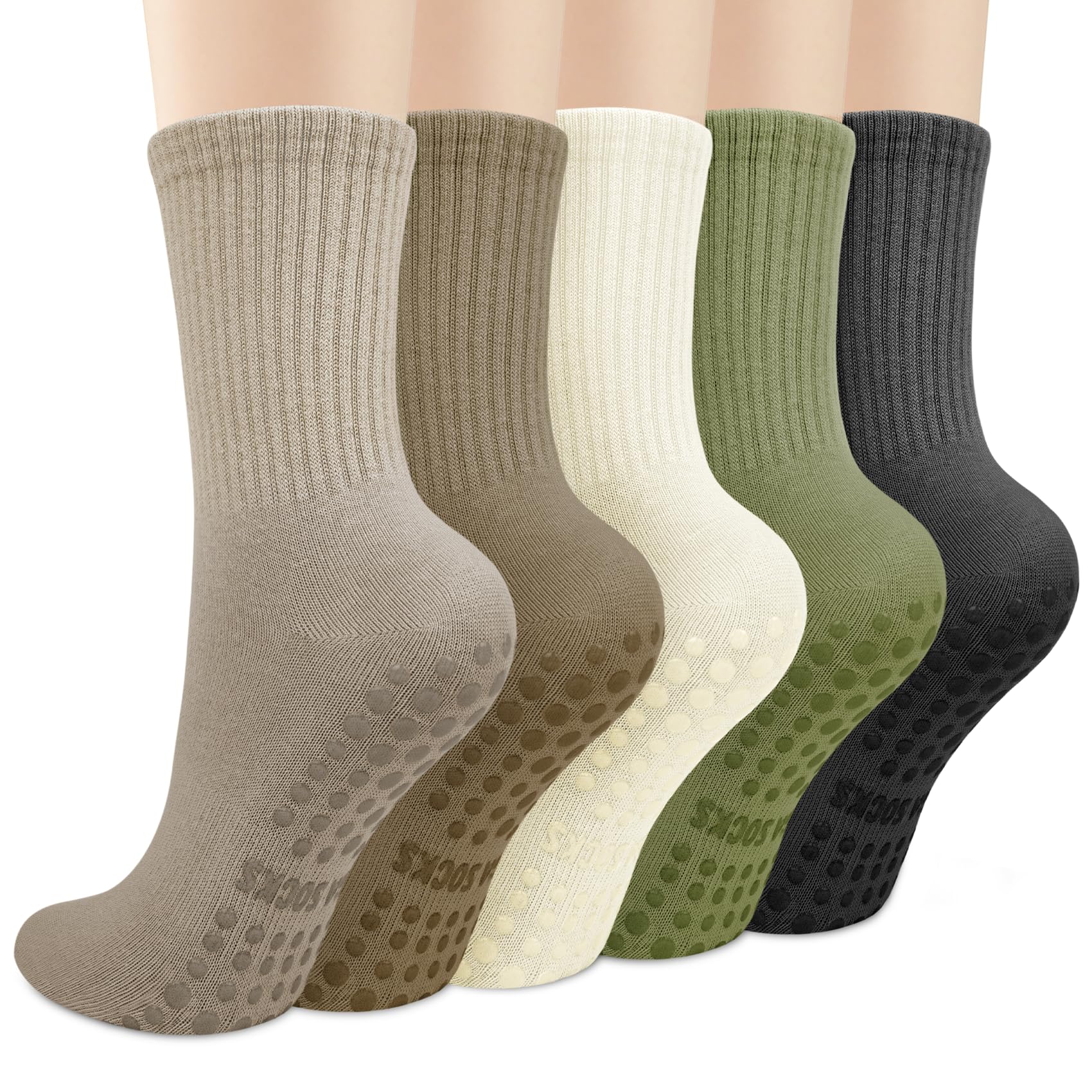 5 Paar Pilates Socken Yoga Socken Soft Cotton Stoppersocken Rutschfeste AntiRutschSocken Damen für Ballett Barre Tanz Gym Fitness Workout Trampolin Hospital Home