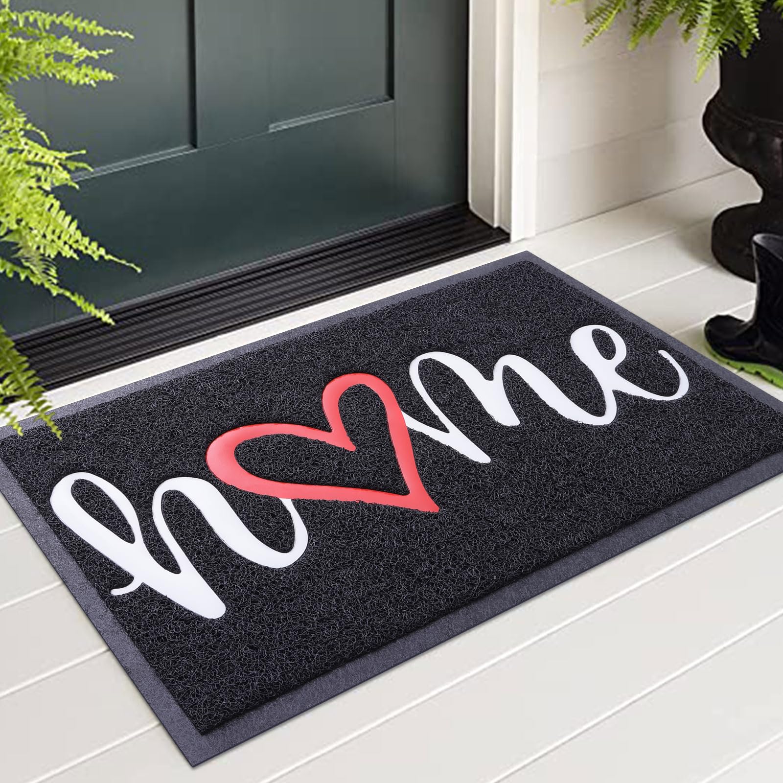 Homaxy Home Felpudo exterior e interior, antideslizante, felpudo para puerta, lavable, para puerta de casa, entrada, jardín (60 x 90 cm, negro)
