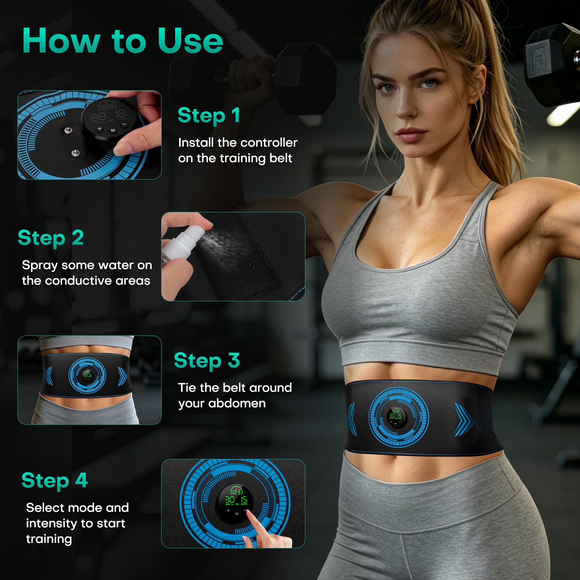 Abs Stimulator Muscle Toner, Powered EMS Muscle Stimulator for Home Use, for Muscle Conditioning (Belts with Armbands) — Amazon image 5