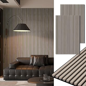 Art3d 2-Pack 48" x 24" Acoustic Wood Panels for Wall, Soundproof Wood Slat Panel for Wall and Ceiling, 3D Fluted Sound Absorbing Paneling for Interior Wall Decor, Living Room, Bedroom - Oak