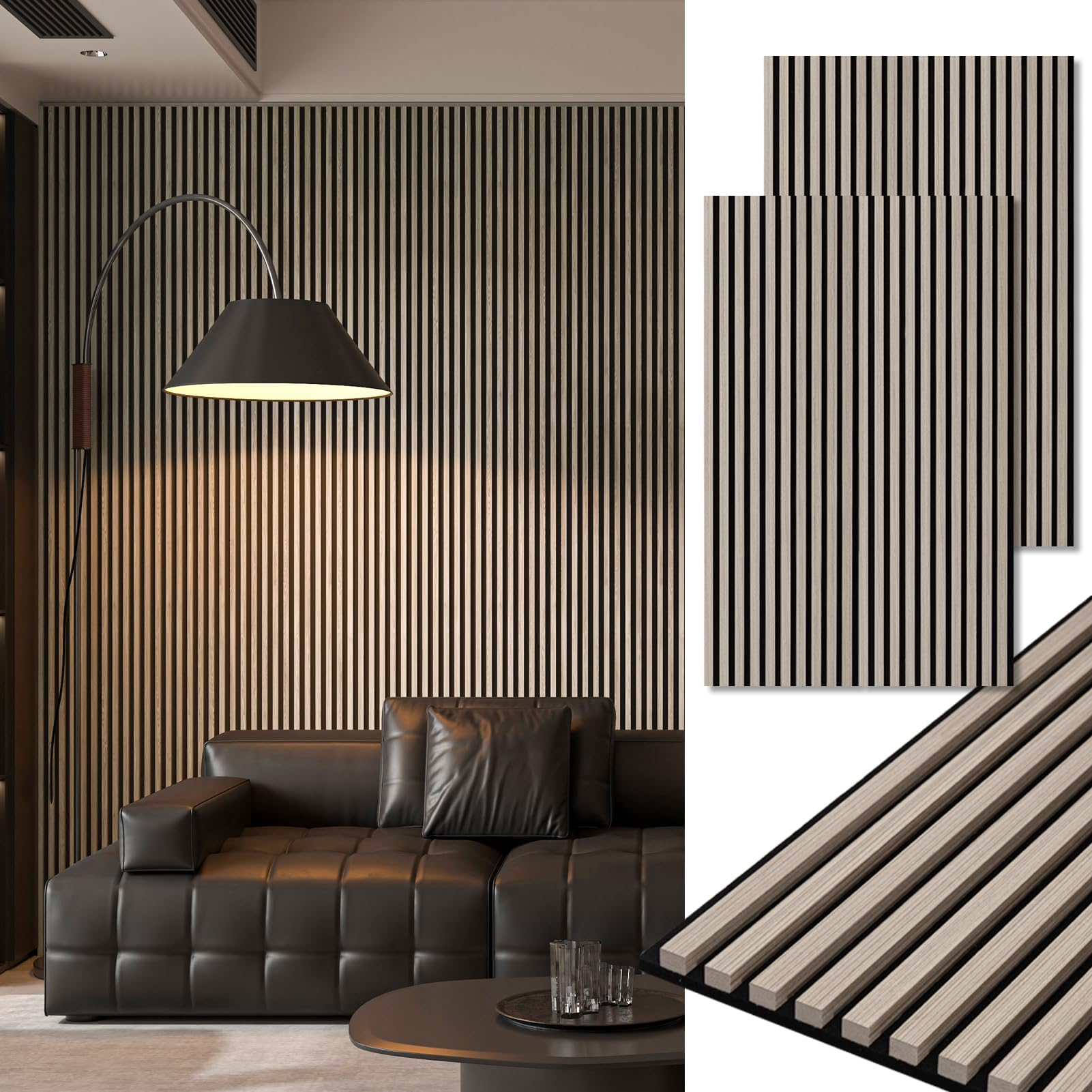 Art3d 2-Pack 48" x 24" Acoustic Wood Panels for Wall, Soundproof Wood Slat Panel for Wall and Ceiling, 3D Fluted Sound Absorbing Paneling for Interior Wall Decor, Living Room, Bedroom - Oak