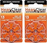 Vista 1 de HearClear - Pilas para audífonos PR48 de tamaño 13, 1,45 V, pestaña naranja (12 baterías)