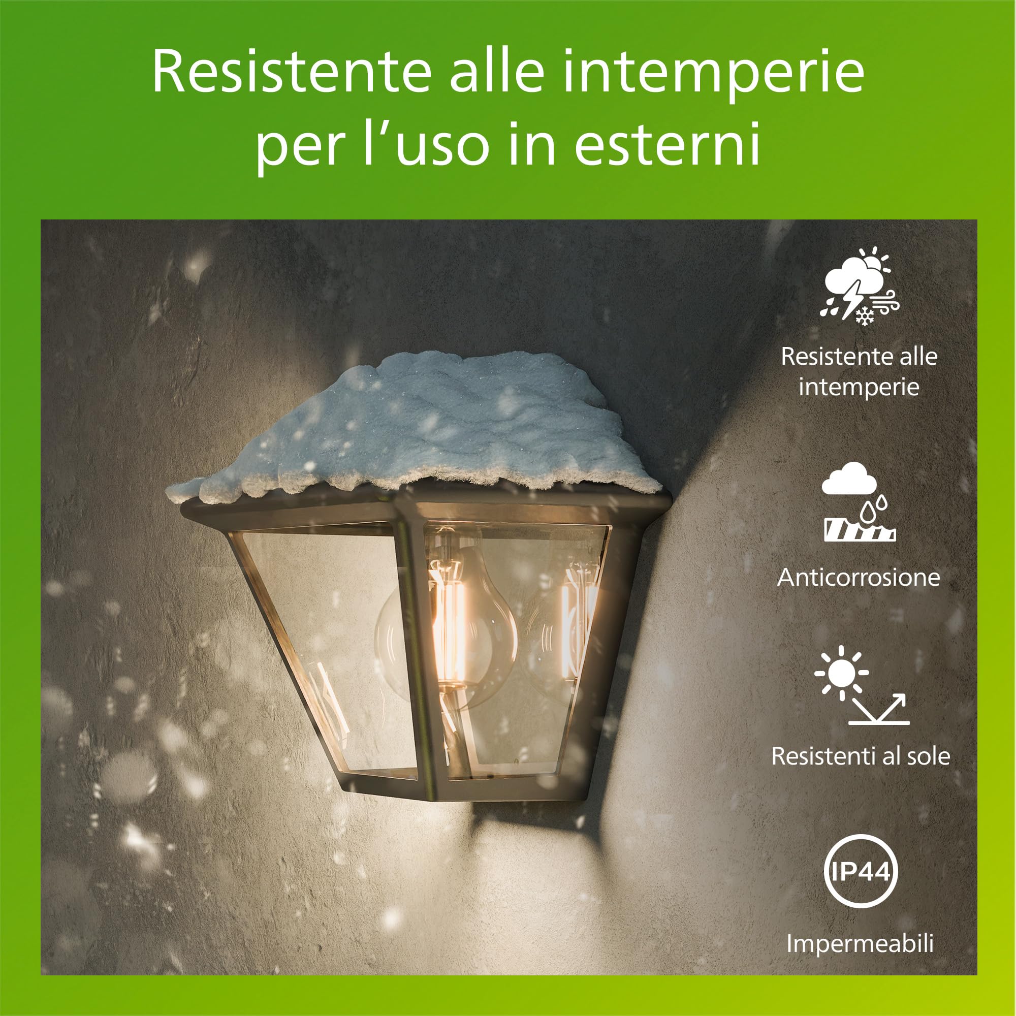 Philips Alpenglow, Applique LED da esterno, Alluminio, Nero