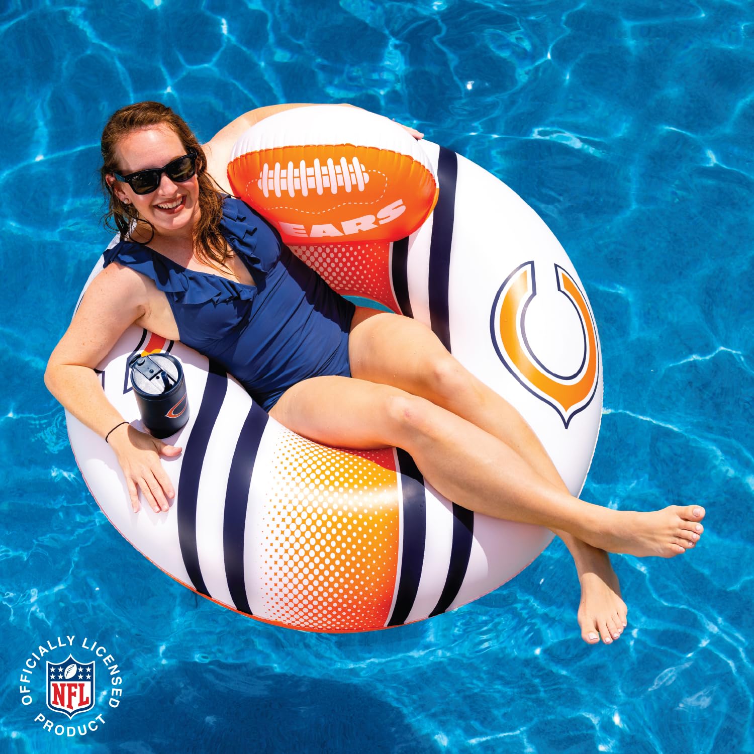 BigMouth Chicago Bears 42” Inflatable Pool Floats Officially Licensed NFL Fan Gear Merchandise Back Support Inner Tube for Adults and Teens