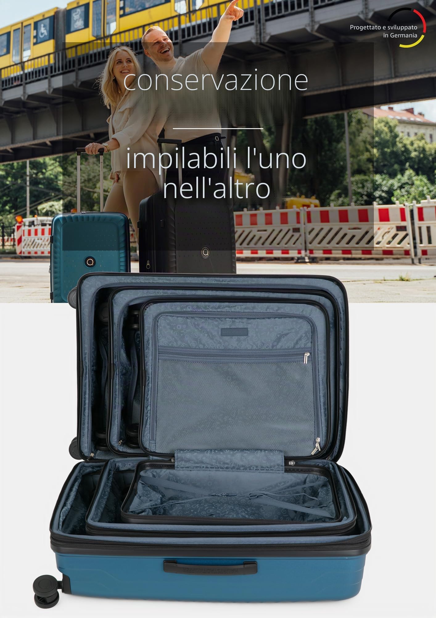 Hauptstadtkoffer Kotti - valigia da viaggio rigida, 45x40x22, TSA, 4 ruote, PP (riciclato), bagaglio a mano