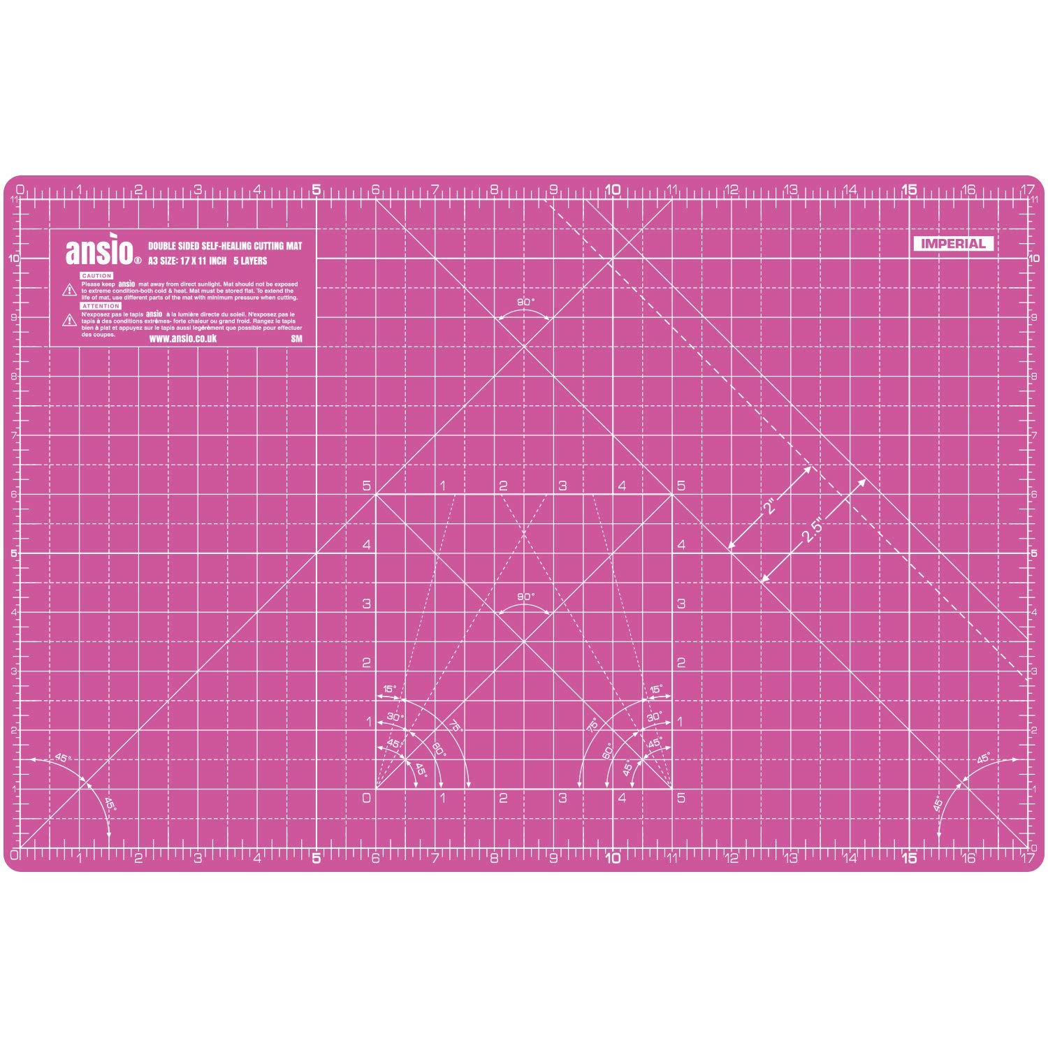 Ansio A3 Tapis De Découpe à Double Face Auto-cicatrisant 5 Couches - Rose/Violet Lavande 42 Cm X 27 Cm