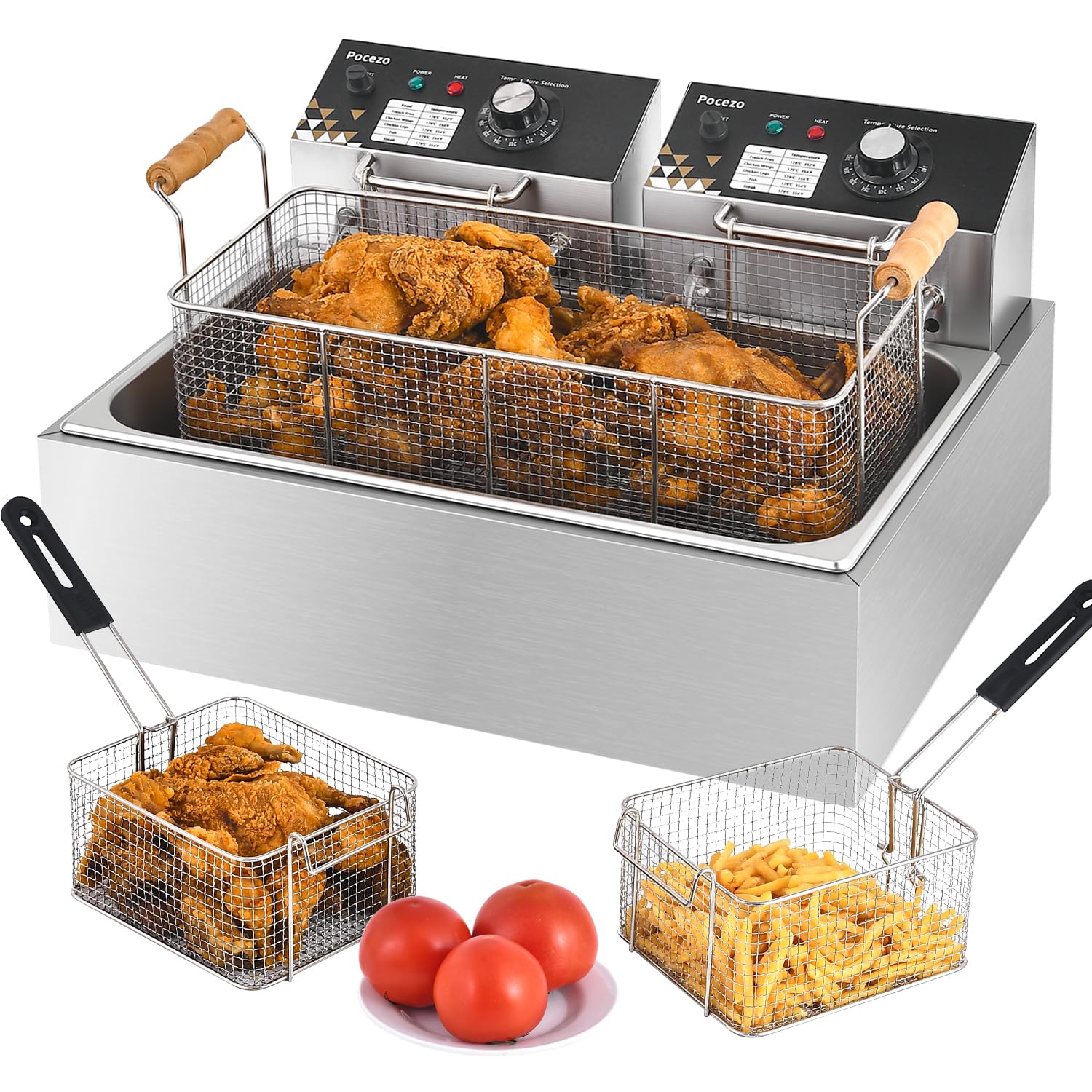 Deep Fryer with Basket, 22.6L/24QT Stainless Steel