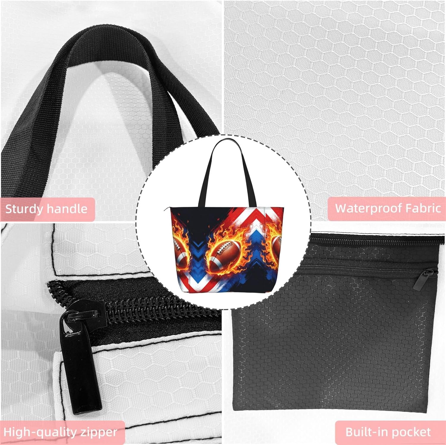 Rotating Baseball Print Yoga Tote Bag with Mat Holder for Women image 5