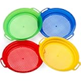 Sand Sifter Sieves for Kids - Heavy Duty ABS Beach Sifter Discovery Toy for Gardening, Digging, Finding Treasure Shells & Shark Teeth - Gift for Travel Beach Party (4PCS)