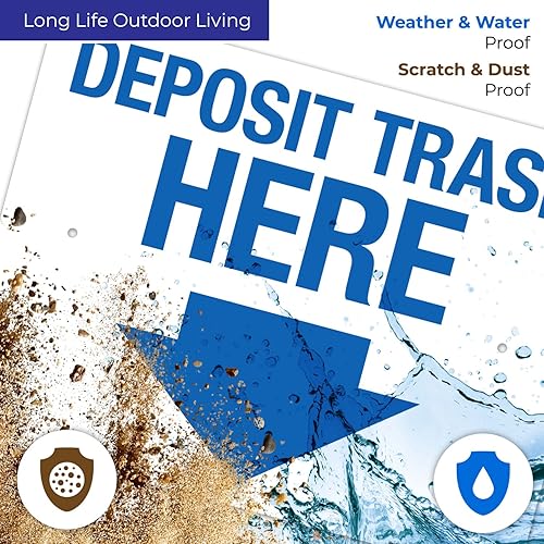 Miniatura 8 de Deposit Trash Here With Downward Arrow Sign, 12x18 Inches, 55 mil thick HDPS (high density polystyrene), Made in USA by Sigo Signs
