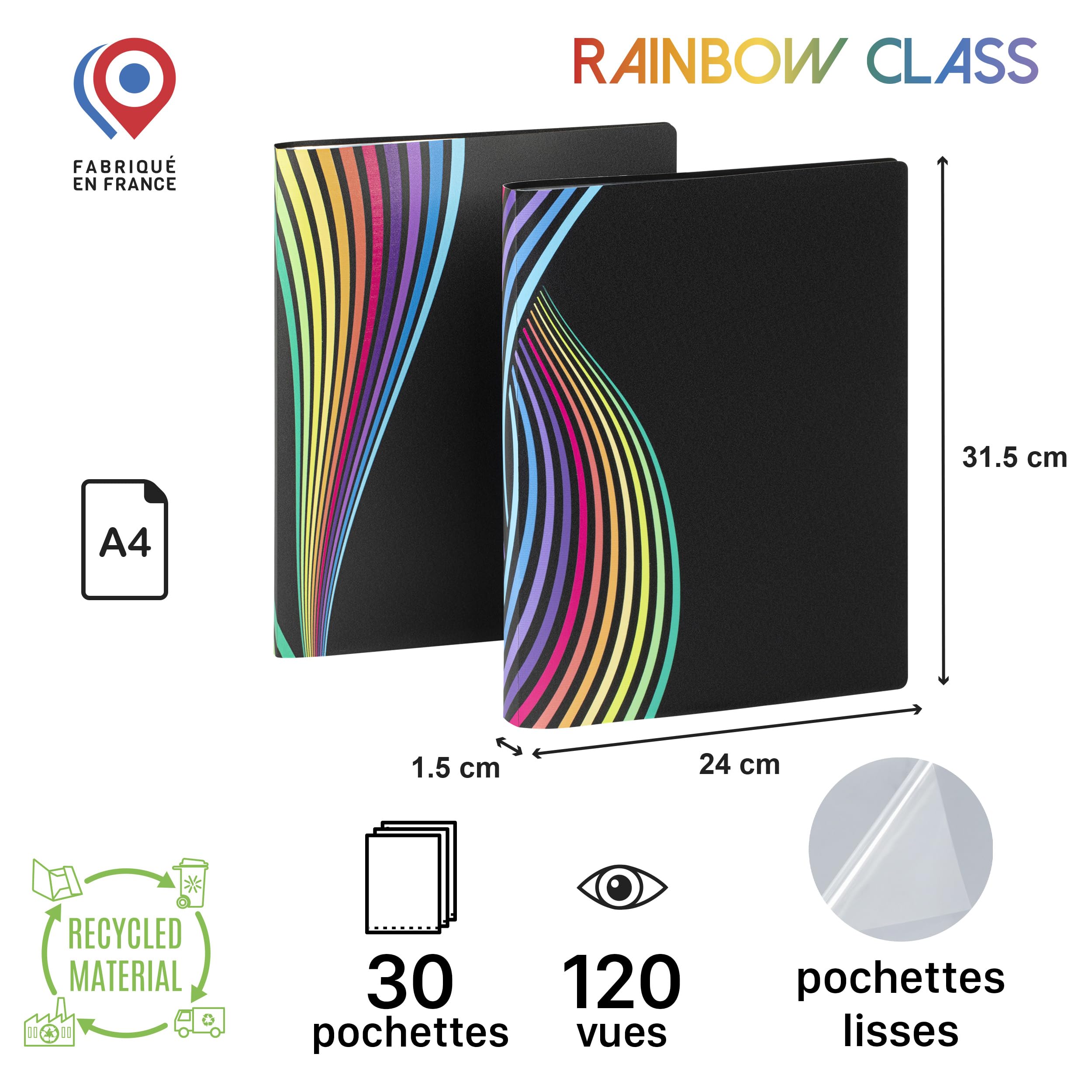 Image secondaire de Porte-vues A4 160 vues RAINBOW CLASS - Viquel Noir